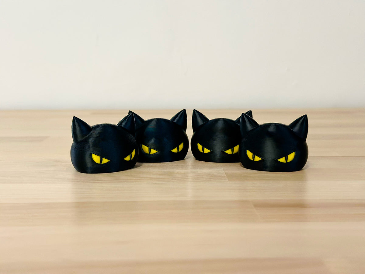 Evil Black Cat Head Statue (4 pack), Halloween Decor