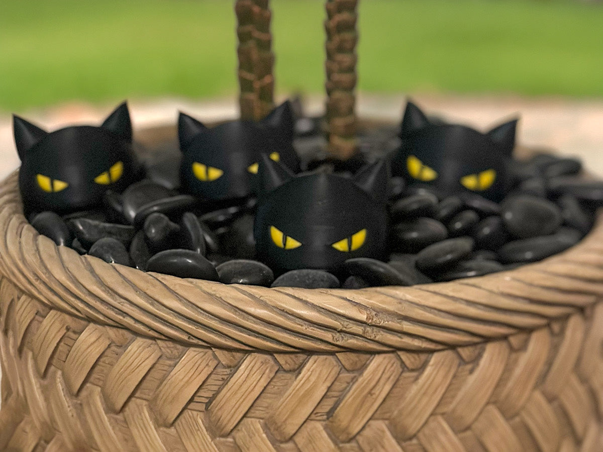 Evil Black Cat Head Statue (4 pack), Halloween Decor